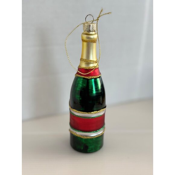 Glass Champagne Bottle Christmas Ornament - Picture 2 of 3